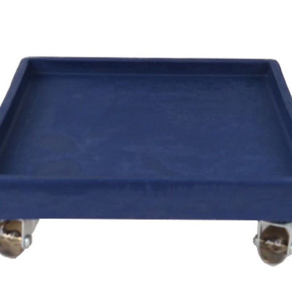 Suporte Prato Vaso Com Rodízios Silicone 30x30 Quadrado - Azu