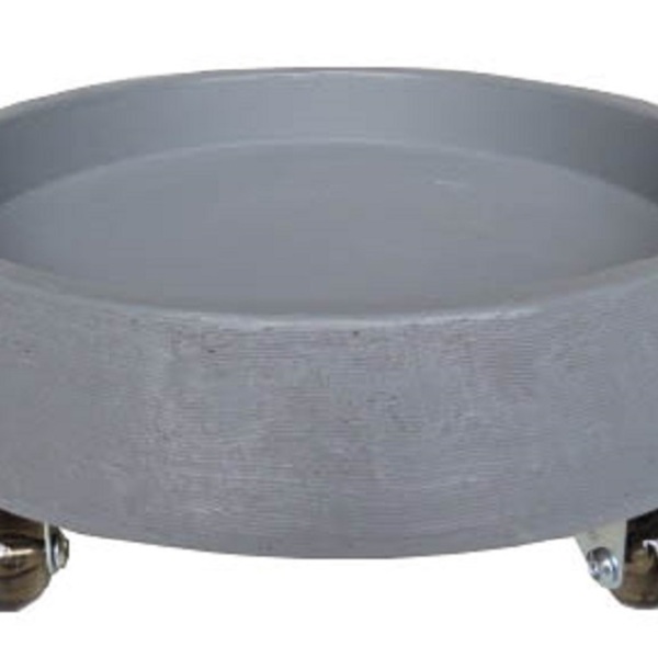 Suporte Prato Vaso Com Rodízios Silicone 40x5 Redondo - Cinza