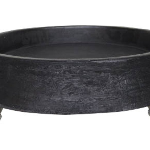 Suporte Prato Vaso Com Rodízios Silicone 40x5 Redondo - Preto