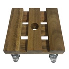 Suporte Quadrado P/ Vasos Rodízio De Madeira Com Rodas 21cm