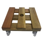 Suporte Quadrado P/ Vasos Rodízio De Madeira Com Rodas 26cm
