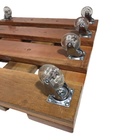 Suporte Quadrado P/ Vasos Rodízio De Madeira Com Rodas 51cm