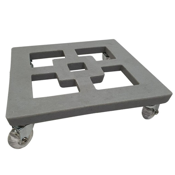 Suporte Quadrado para Plantas 20cm Cinza com Rodas