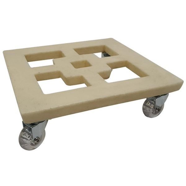 Suporte Quadrado para Plantas 30cm Bege com Rodas