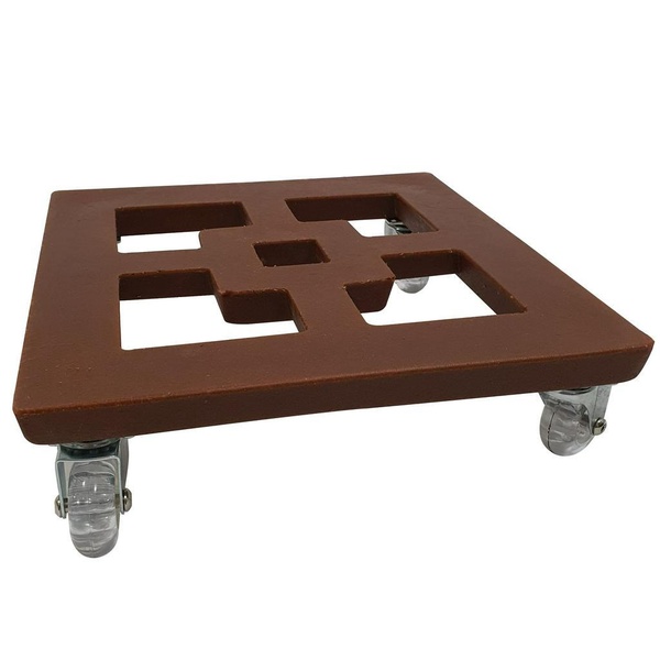 Suporte Quadrado para Plantas 30cm Marrom com Rodas
