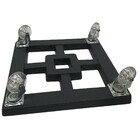 Suporte Quadrado para Plantas 35cm Preto com Rodas