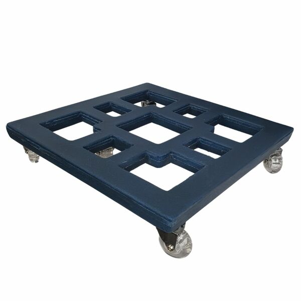 Suporte Quadrado para Plantas 45cm Azul com Rodas