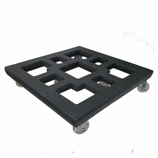 Suporte Quadrado para Plantas 45cm Preto com Rodas