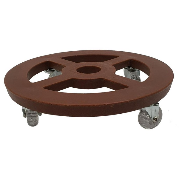 Suporte Redondo com Rodas para Vasos 30cm Marrom
