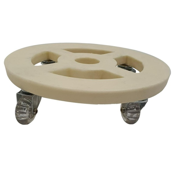 Suporte Redondo com Rodas para Vasos 35cm Bege
