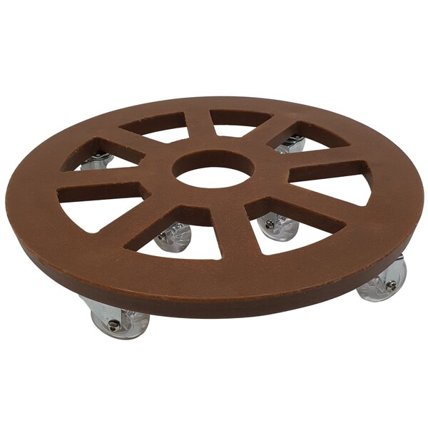 Suporte Redondo com Rodinhas para Vasos 40cm Marrom
