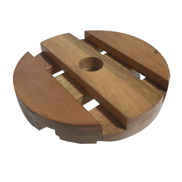 Suporte Redondo P/ Vasos Rodízio De Madeira Com Rodas 21cm