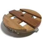 Suporte Redondo P/ Vasos Rodízio De Madeira Com Rodas 31cm