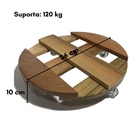 Suporte Redondo P/ Vasos Rodízio De Madeira Com Rodas 36cm