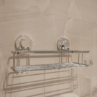 Suporte Shampoo Com Ventosa Banheiro Cromado Gancho Multiuso