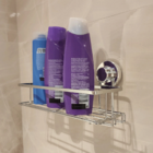 Suporte Shampoo Com Ventosa Banheiro Cromado Gancho Multiuso