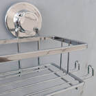 Suporte Shampoo Com Ventosa Banheiro Cromado Gancho Multiuso