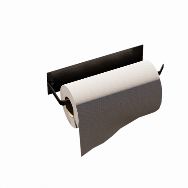 Suporte Toalha Papel Aluminio Filme Adesivo Sem Furo Preto