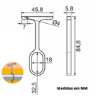 Suporte Tubo Cabideiro Central Aereo Oval Oblongo Branco C 9
