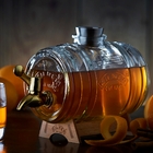 Suqueira De Vidro Barril Torneira Dourada Rolha De Vidro Supo