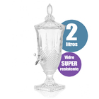 Suqueira Vidro Luxo 2l Suco Água Drink Diamante C/ Torneira