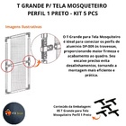 T Grande P/ Tela Mosqueteiro Perfil 1 Preto - Kit 5 Pcs