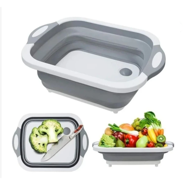 Tábua + Escorredor Bacia Cesta Retrátil Silicone Cozinha