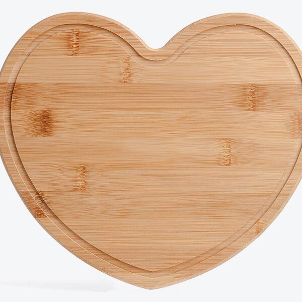 Tábua Bambu Coração Corte Petisco Frios 27cm