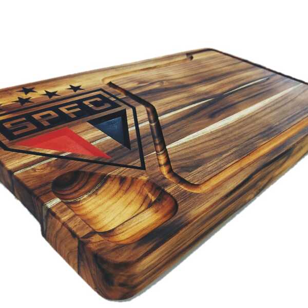 Tábua Churrasco Madeira Teca Tricolor