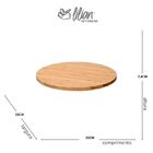 Tábua De Bambu Redonda Base Giratória 360 Graus 33cm