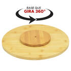 Tábua De Bambu Redonda Base Giratória 360 Graus 33cm
