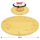 Tábua De Bambu Redonda Base Giratória 360 Graus 33cm