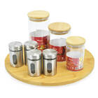 Tábua De Bambu Redonda Base Giratória 360 Graus 33cm