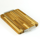 Tábua De Carnes E Frios Madeira Teca E Alças Em Inox 44x33cm