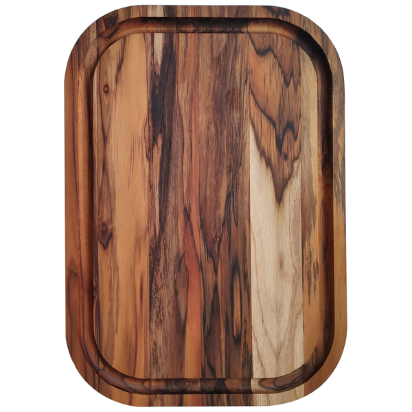 Tabua De Churrasco Em Madeira Teca 40x29cm Com Cava Tábua De