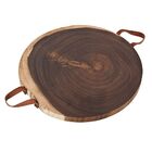 Tábua De Corte Em Madeira Com Alças De Couro