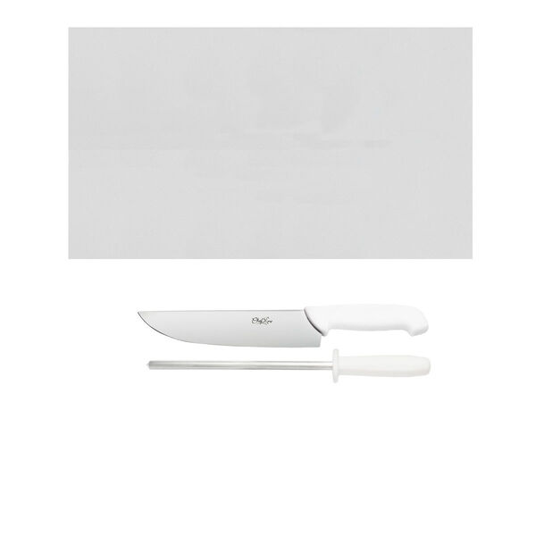 Tabua De Corte Lisa Polietileno Branca  50 X 30  Faca Branca