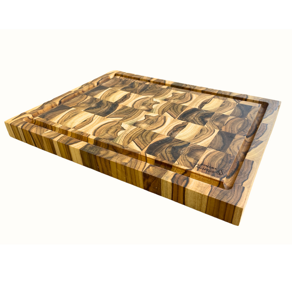 Tábua De Corte Para Churrasco Invertida Teca 45x40cm