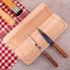 Tábua De Madeira Para Churrasco 39x25cm Com Garfo E Faca Em A