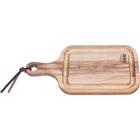 Tabua De Madeira Teca Retn Com Cabo E Tira Em Couro P Cortar