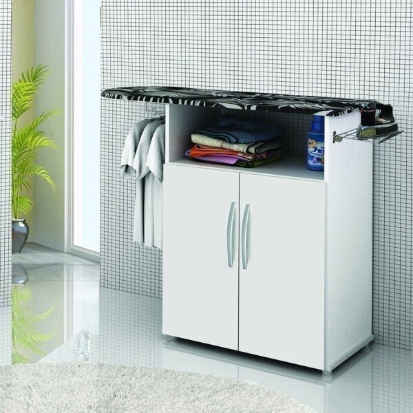 Tabua De Passar Com Armario 2 Portas Amelia  Branco