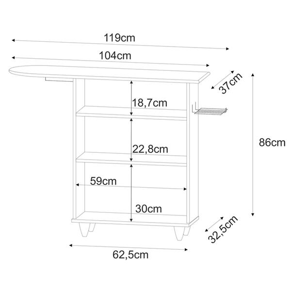 Tábua De Passar Com Balcão 2 Portas Carla Castanho - Lumil