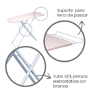 Tábua De Passar Milano Premium Passadeira Regulável 94x105 Cm