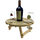 Tábua De Queijos, Vinho E Taça, Petisqueira Redonda Madeira