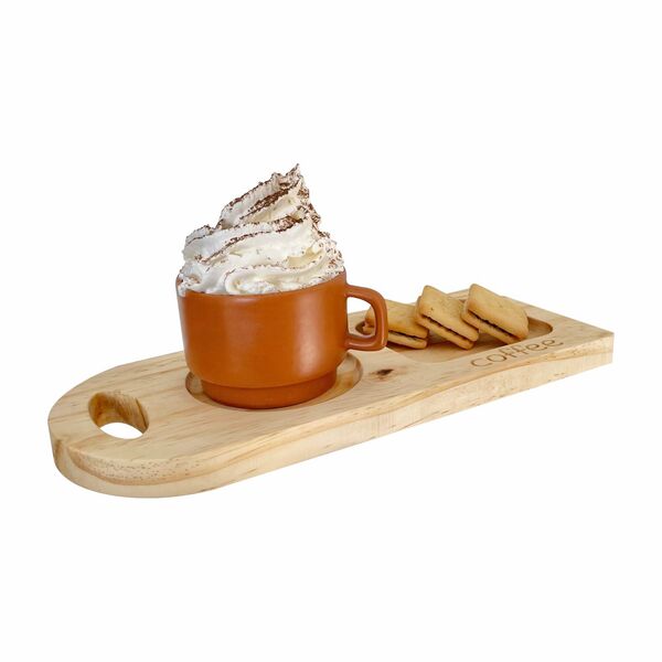 Tábua De Servir Café Porta Xícara Em Madeira