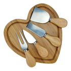 Tábua De Servir Coração Utensílios Bambu 5pçs Class Home