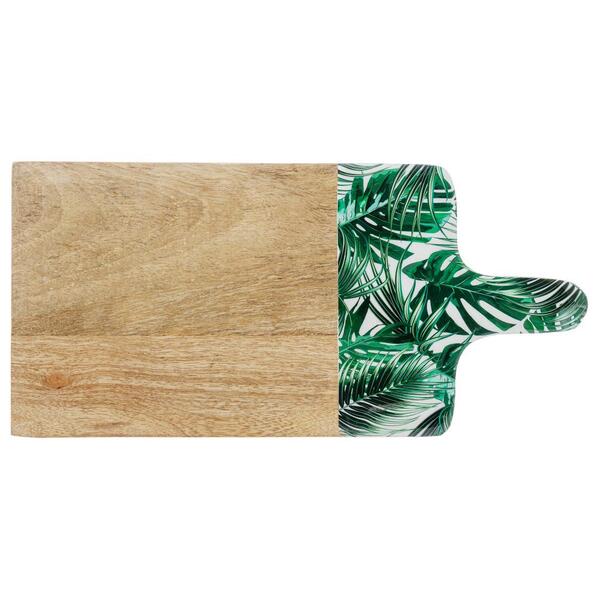 Tábua Para Queijo Woodart Leafage De Madeira 35cm X 15cm