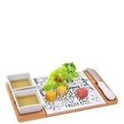 Tábua Para Queijos Com Molheira E Espátula 25x15cm 3 Peças