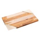 Tábua Para Servir De Madeira Com Alça De Aço Inox Teca Champa