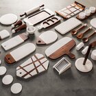 Tábua Para Servir Em Mármore E Madeira - Gota - Oxford